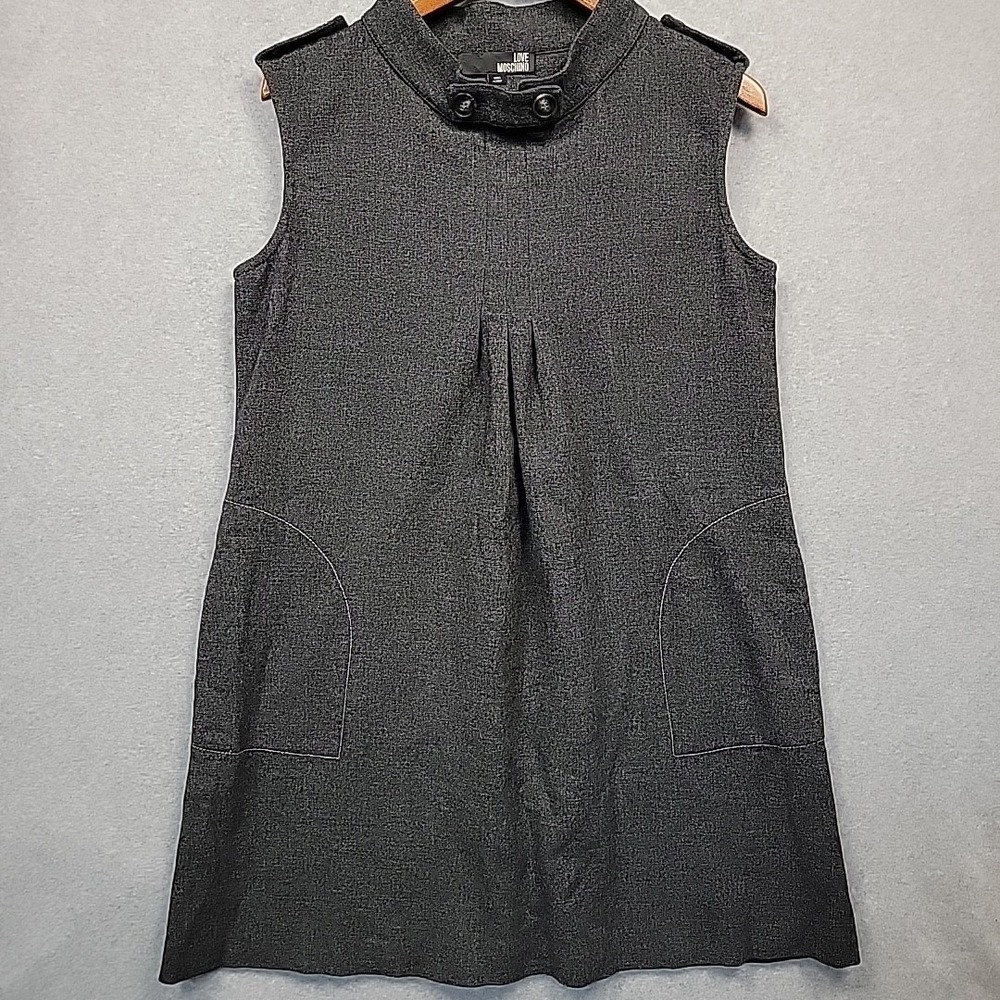 LOVE MOSHINO Gray Sleeveless Shift Dress Womens Size 8 IT 44 Designer Minimalist